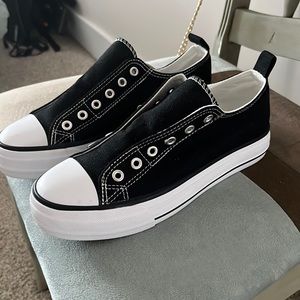 Black Converse __style slip on sneakers… purchased from Amazon